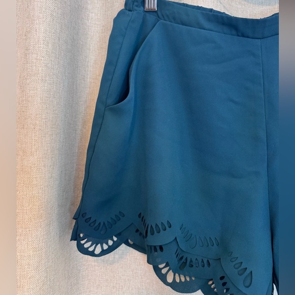 LC Lauren Conrad Teal High Waist Scalloped Shorts - Picture 7 of 16